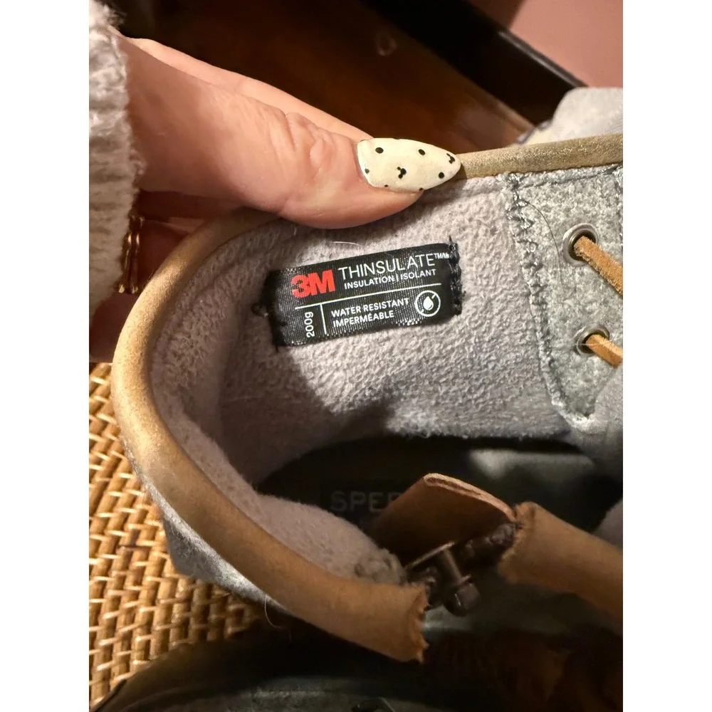Sperry Saltwater Grey Wool Quilted Duck Boots Insulated STS82475 Womens 6M